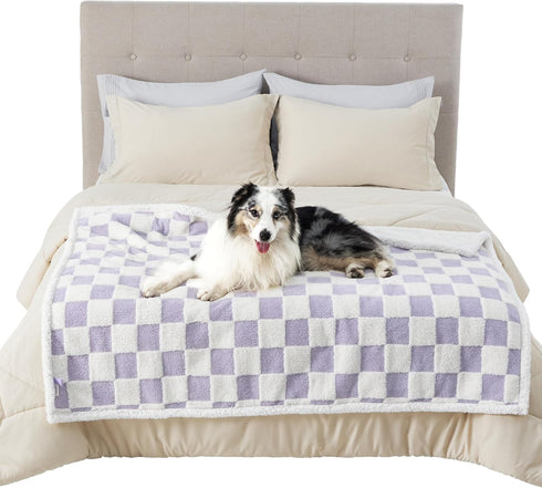 Lesure Waterproof Dog Blanket for Large Dogs, Washable Double-Sided with Warm Jacquard Shag and Soft Sherpa Fleece,