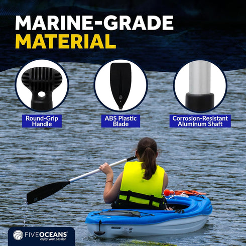 Five Oceans 4-Feet Canoe Paddle - T-Handle Oar Paddle for Canoe, Kayak, Small Boats, Marine-Grade Aluminum