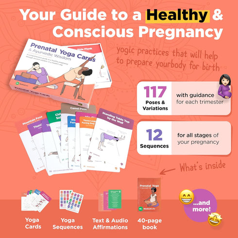 Set WorkoutLabs Prenatal Yoga & Ayurveda Cards Healthy and Conscious Pregnancy Guide with Ancient Wisdom in a Modern