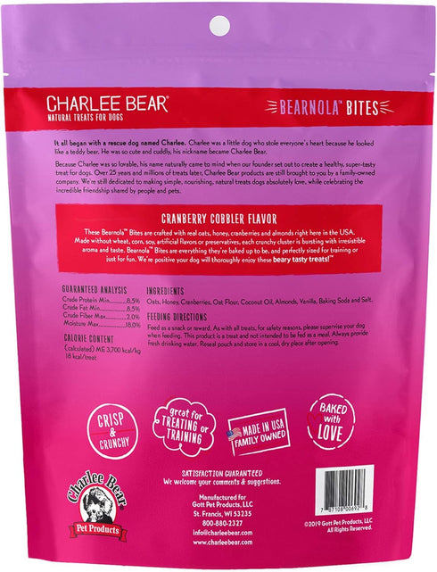 Charlee Bear Bearnola Bites Dog Treats, Cranberry Cobbler Flavor, 8 oz