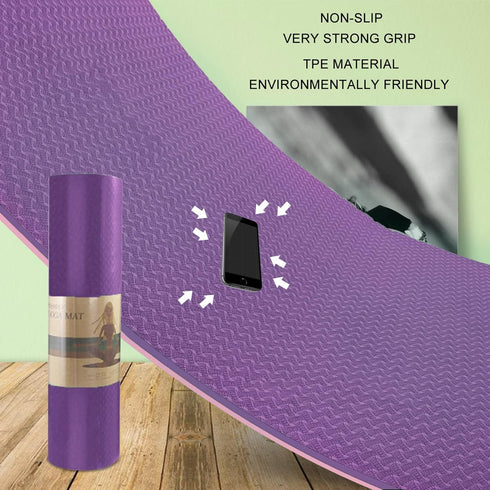 QMKGEC Yoga Mat 1/3 inch, 8mm TPE Non-Slip Extra Thick Eco-Friendly Exercise Mats for Yoga Workout Pilates for Men Women