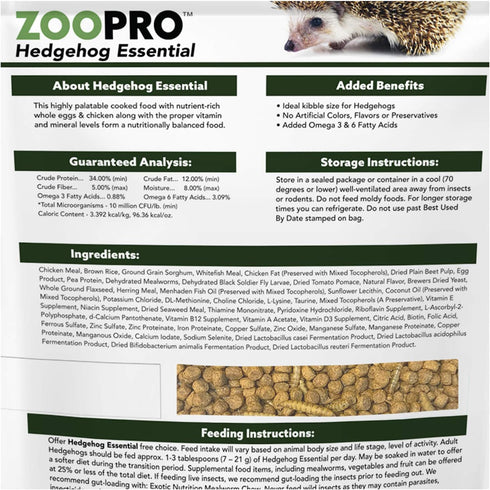 Exotic Nutrition Hedgehog Essential Chicken Kibble with Mealworms, 1.75 Pound