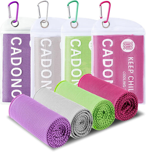 CADONO 4 Pack Cooling Towel (40"x12"), Soft Breathable Chilly Towel, IceTowel, Microfiber Towels