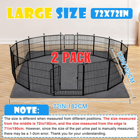 2 Pack 72"x72" Extra Large Washable Pee Pads for Dogs Reusable Dog Mat for Floor Non-Slip Waterproof Pee Pads for Dogs