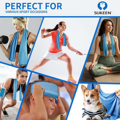 4 Pack (40"x12"), Sukeen Cooling Towels Cooling Neck Wraps, Ice Towel, Soft Breathable Chilly Towel,Microfiber Towel