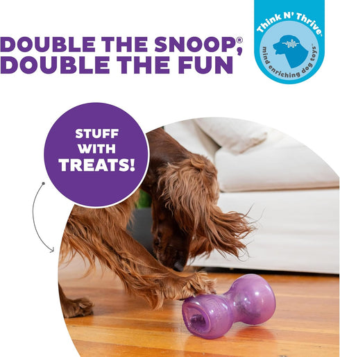 Outward Hound Double Snoop Interactive Treat Stuffer Durable Dog Toy in Purple