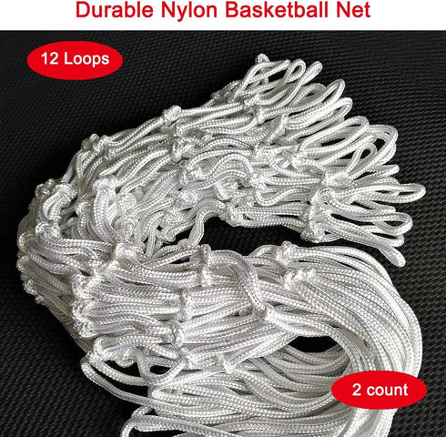 Heavy Outdoor Indoor Basketball Net Replacement 2 Pack, All Weather Anti Whip, Suitable for Standard 12 Loops Rims