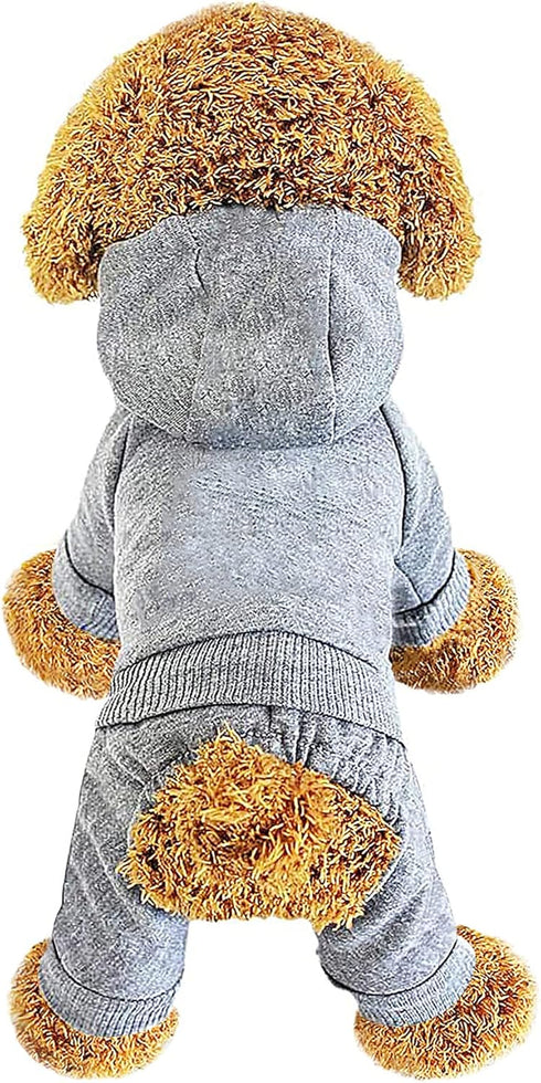 Dog Hoodie - Fleece Sweatshirt with Buttons, Cold Weather Coats, Winter Warm Cotton for Small Medium Large Dogs