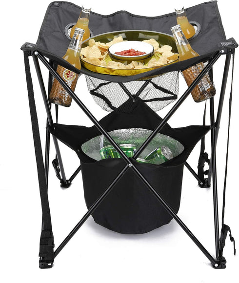 Mind Reader Folding Tailgate Table, Camping Gadgets, Tailgate Essentials, Portable Cooler, 23.25"