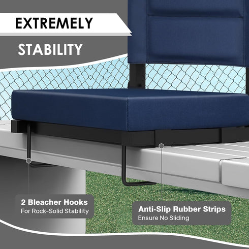 Stadium Seats with Back Support,Bleacher Chairs with Cushion, Portable Folding Stadium Chair with Removable Cushion