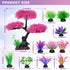 Ameliade Pink Cherry Blossom Tree & Grass Aquarium Decor Set, Artificial Plastic Plants for Goldfish Betta Fish Tank