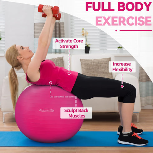 2,000-Pound Fitvids Anti-Burst and Slip Resistant Exercise Yoga Fitness Birthing Ball with Quick Pump, Capacity