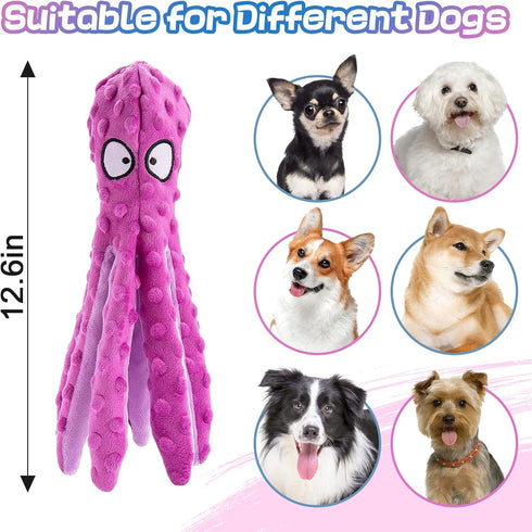 Alphatool Squeaky Dog Toys, Octopus for Aggressive Chewers, Tough No Stuffing Plush for Large Dogs (2pcs)