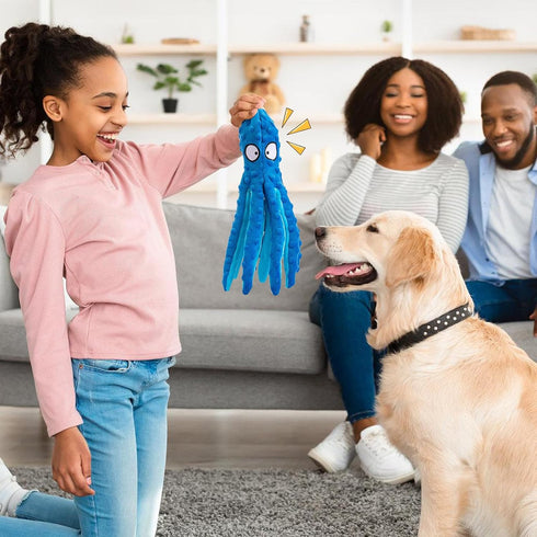 Alphatool Squeaky Dog Toys, Octopus for Aggressive Chewers, Tough No Stuffing Plush for Large Dogs (2pcs)