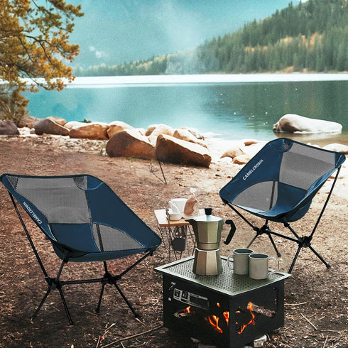 Backpacking CAMEL CROWN Portable Camping Chair Lightweight Compact Folding Chair Mesh for Outdoor Camp Travel Beach