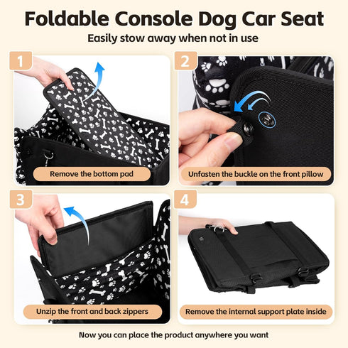 Kfonla 15lbs Center Console Dog Car Seat, Portable Pet Cat Puppy Booster Armrest Carseat, Anti-Collapse Pet Car Seat