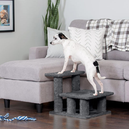 Furhaven Steady Paws Multi-Step Pet Stairs for High Beds & Sofas, Gray, 3-Step Design