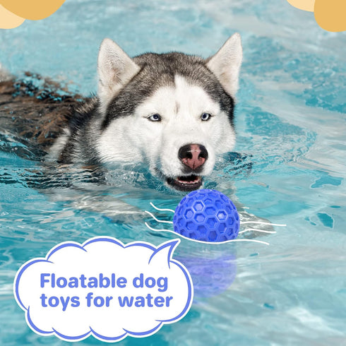 Indestructible Squeaky Dog Ball, Relieves Anxiety, Cleans Teeth, Interactive Chew Toy for Large Breeds, Outdoor