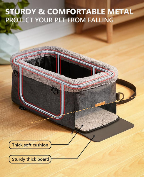 9lbs BurgeonNest Center Console Dog Car Seat for Small Dogs up to - Sturdy Metal Frame Anti-Collapse Pet Booster Seat