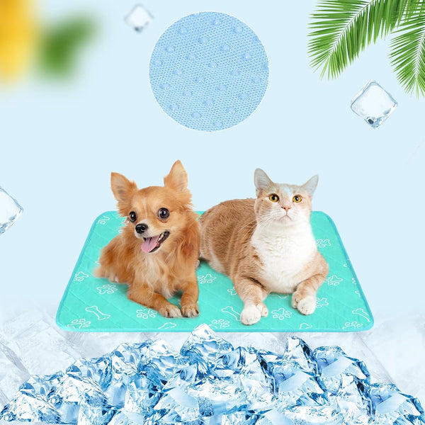 BEAUTYZOO Upgraded Dog Self Cooling Mat - Ice Silk Chill Pads for Small Dogs and Cats, 16" x 20"