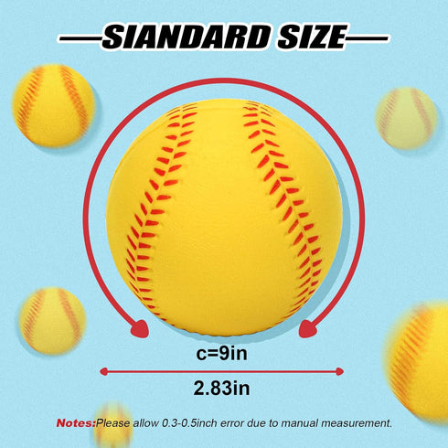 Bac-kitchen 9 Inch Foam Baseballs, Soft Baseballs Training Pitch Stress Ball with Drawstring Bag