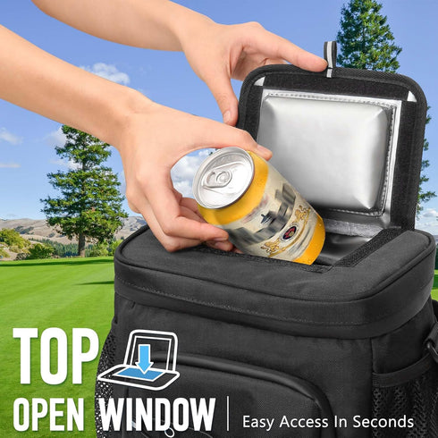 Golf Cart Cooler Bag - Insulated 12-Can Leakproof Soft Cooler with Multi-Pockets