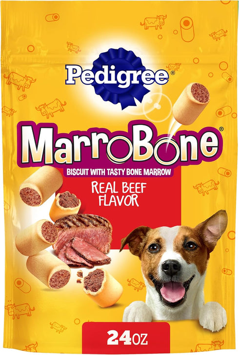 Pedigree Dry Dog Treats MarroBone, Real Beef Flavor, Bone Marrow Dog Treats,