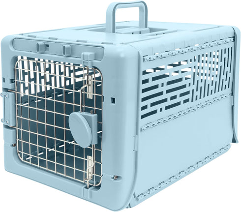 SportPet Designs Collapsible X-Small Pet Travel Carrier (Blue), Hard-Sided Kennel for Small