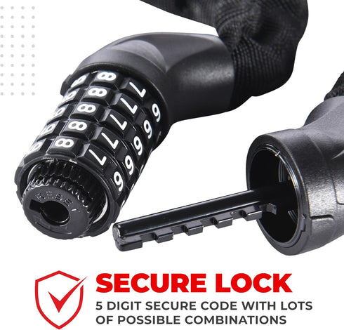 Pro-Bike Tool Bike Locks, 35.4-Inch Heavy Duty Anti Theft Bicycle Lock, 5-Digit Code Keyless Combination, Weatherproof