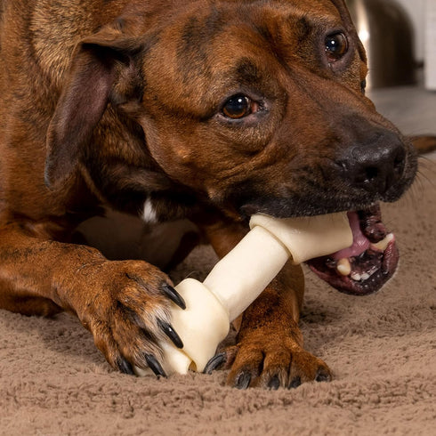 Pet Factory 100% Made in USA Beefhide 6" Knotted Bones Dog Chew Treats - Natural Flavor, 12 Count