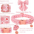 Valentine Dog Collar with Bow Tie, Valentine Bowtie Collar for Large Girl Boy Dog, Cotton Collar with Metal Buckle, Valentine’s Day Gift Pet Collar, L, Neck 16-24in, Pink Plaid
