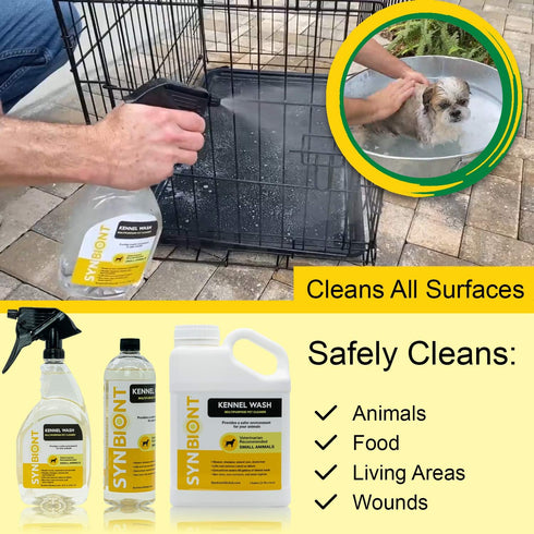Synbiont Kennel Wash 32 oz Ready to Use, Cleaner & Deodorizer for Birds, Cats, Dogs, and Rabbits