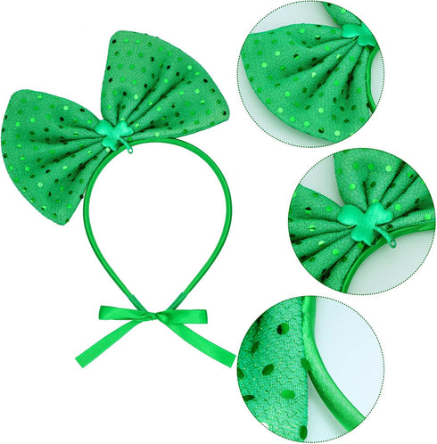 Weewooday 3 Pieces St. Patrick's Day Dog Costume, Mardi Gras Girl Dog Tutu Skirt and Bowtie Headband for Small Puppy
