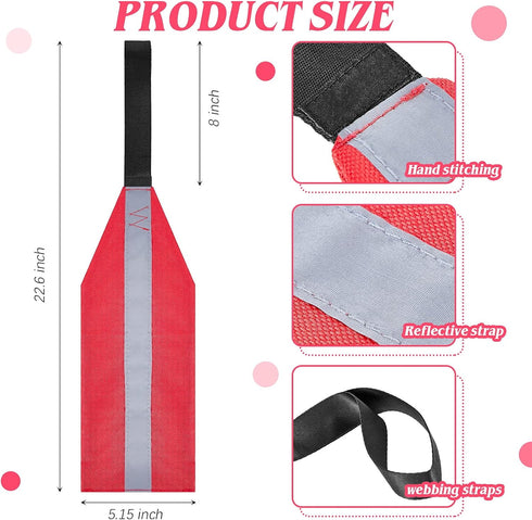 Frienda 2 Pieces Safety Travel Flag for Kayak Canoe - Red Warning Flag with Webbing for Towing Accessories