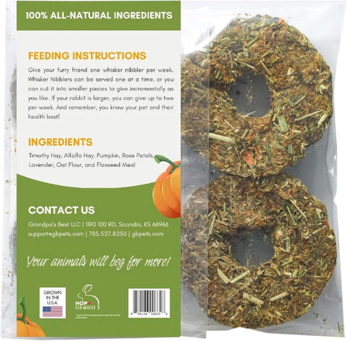 Grandpa's Best Whisker Nibblers Pumpkin Rose Petal Treats for Rabbits, Guinea Pigs and Small Animals