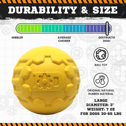 SodaPup Industrial Dog Gear Ball – Durable Chew Toy & Treat Dispenser Made in USA from Non-Toxic Natural Rubber