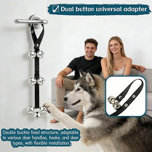 7 31-33 Inches Dog Doorbell for Potty Training, Adjustable Length with Extra Loud Bells, Black Nylon Strap with Metal