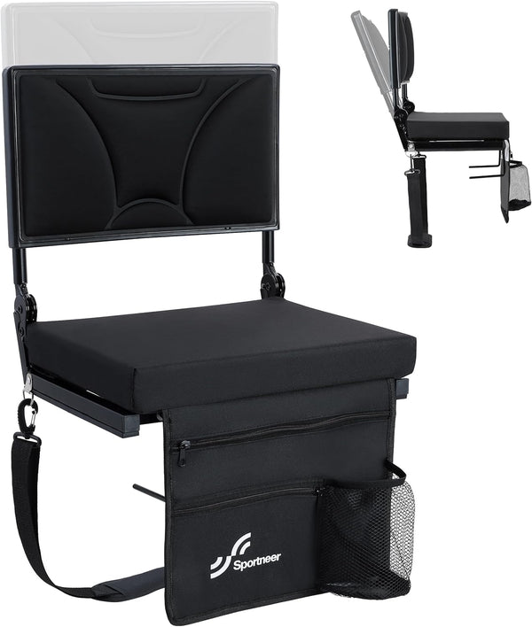 Sportneer Stadium Seats with Back Support: Height Adjustable Thick Padded Stadium Seats