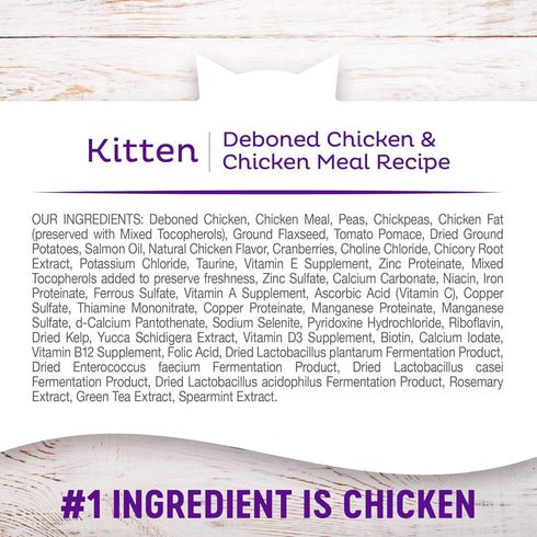 Wellness Natural Pet Food Complete Health Grain Free Deboned Chicken & Chicken Meal Dry Kitten Food, 5.5 lb Bag