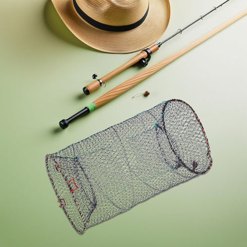 TOMETURE 25cm 3pcs Foldable Fishing Trap Net with Nylon Mesh, Diameter, Portable Crab and Shrimp Catch Cage