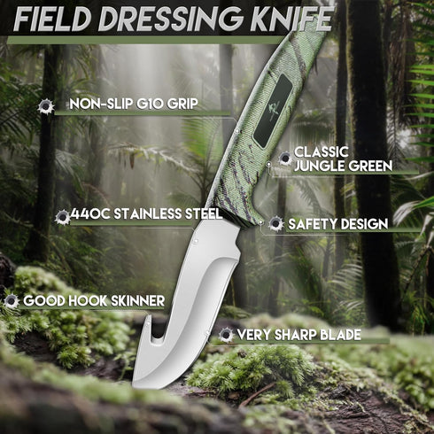 Purple Dragon Hunting Knife Set, Deer Hunting Gear Butcher Game Processor Field Dressing Kit