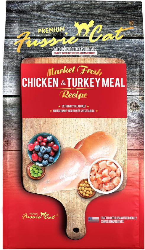 Fussie Cat Market Fresh Chicken & Turkey Meal Formula, Grain-Free Dry Cat Food, 4lb