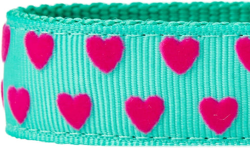 Blueberry Pet Valentine's Day Dog Leash, Velvety Soft-Touch Heart Flocking Lead for Medium Dogs, Minty Green, 5 ft x