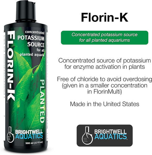 Brightwell Aquatics Florin K, Concentrated Potassium Source for All Planted Aquariums, 500 ml