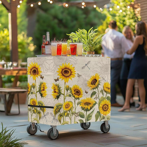 Puxucrazy Patio Cooler Cover Sunflower Rolling Cooler Cover Anti-UV Patio Ice Chest Protective Covers for Outdoor Bar
