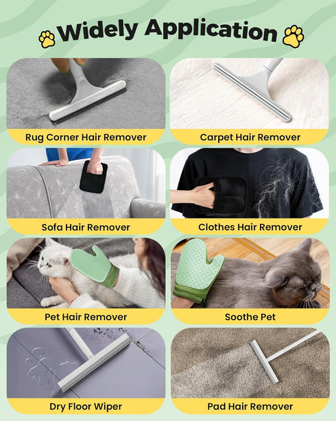 4 1 60" Carpet Rake for Pet Hair Removal Tool - in Pet Hair Remover Kit for Dog Cat Fur Remover, Contain Adjustable