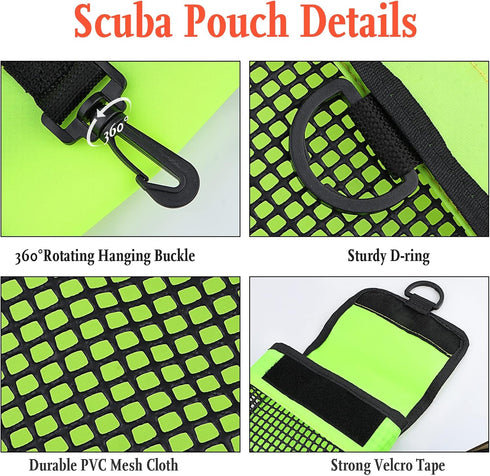 Scuba Diving Gear Bag - Finger Reel/SMB Safety Marker Buoy with Mesh Storage Pocket for Snorkeling