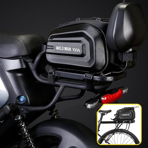 WILD MAN 4L Bike Seat Bag, Waterproof Bicycle Tail Bag, Hard Shell Bike Saddlebags for Electric Bicycle Touring