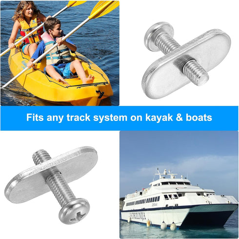 PATIKIL 316 Stainless Steel Kayak Rail Track Screws and Nuts, 4 Pack Hardware Gear Mount Replacement Kit