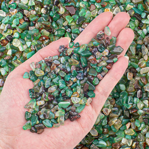 EZEELAI 3 Lb Green Agate Crushed Stone Crystal Chips Bulk, Natural Polished Aquarium